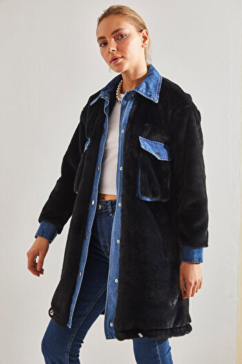 Bianco Lucci Women's Double Pocket Plush Coat