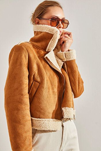Bianco Lucci Women's Laminated Suede Coat