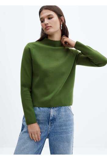 MANGO Woman Svetr Perkins Collar Cut