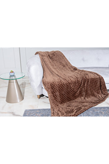 MEYHOME Wellsoft TV Blanket 150x200 cm (Baklava Pattern), Brown