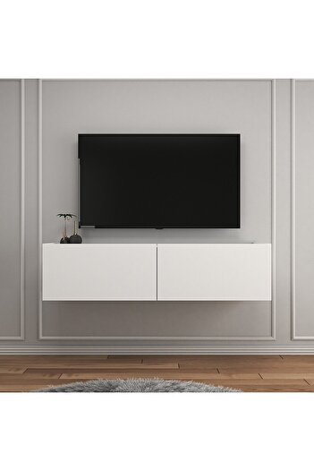 Egecan Mobilya Beyaz 80 Cm Tv Ünitesi Tv Sehpası Duvar Rafı Kitaplık