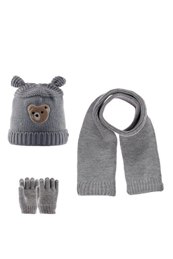 Kitti 1-4 Years Baby Boy & Kids Scarf Beanie Gloves Set of 3