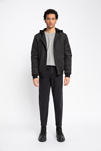 DeFacto Voděodolný Slim Fit zip s kapucí, dvojitá kapsa N4664Az23Wn