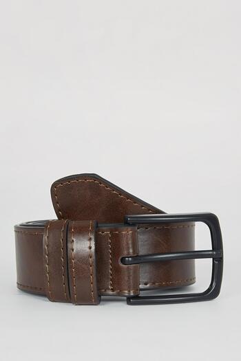 DeFacto Men's Rectangular Buckle Faux Leather Jean Belt