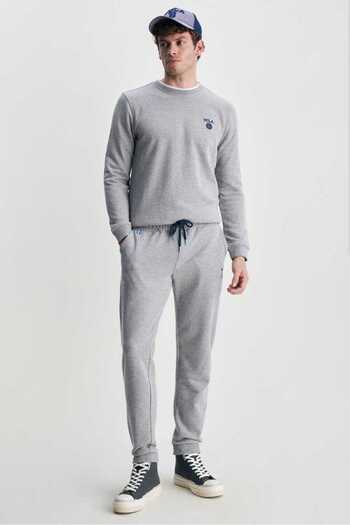 UCLA LUSKIN Gray Shrinkable Cut Printed Standard Fit Men's Tracksuit Bottom