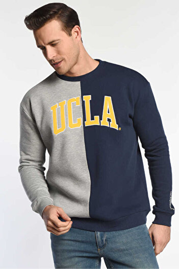 UCLA Reddley Синій Oversize Світшот з велосипедним коміром та аплікацією для чоловіків