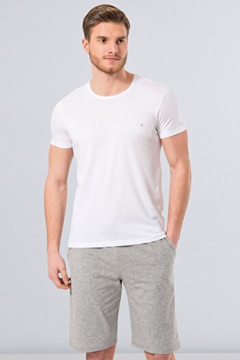 Cacharel 2169 Λευκό ανδρικό μπλουζάκι Modal O Neck Slim Fit