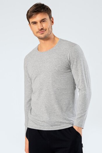 Cacharel 1333 Gray Men's Gray O-Neck Long Sleeve Sweatshirt