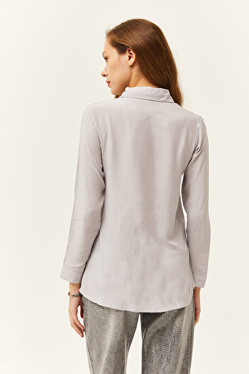 Olalook Women's Gray Woven Viscose Regular Fit Shirt GML-19000697