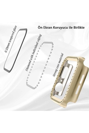 Alstrap Watch 4-5-6-Se 40mm Compatible Elegant Diamond Stone Case and Screen Protector