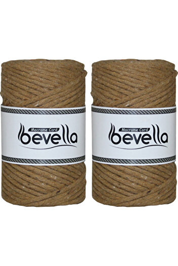 Bevella Macrame Cord Τυλιγμένο σχοινί μακραμέ μονό στριφτό 3 mm Σχοινί βαμβακερό πολυεστέρα μακραμέ 2 x 250 gr
