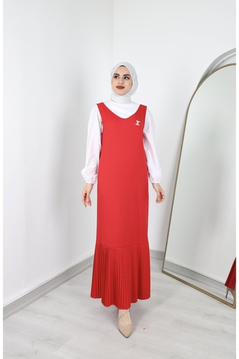 By Hacer Ayaydın Fashion Long Gilet with Pleated Belt
