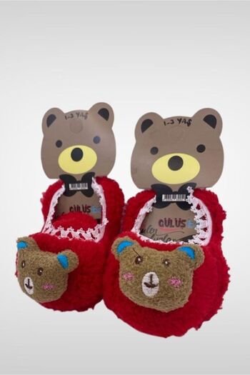 Akface plush indoor newborn baby booties with rattle toy