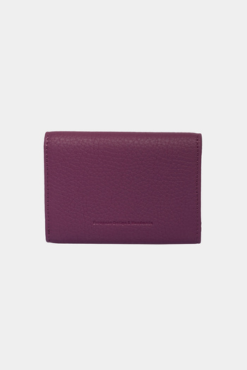 Grande 3639 Genuine Real Leather Women Men Magnetic Accordion Wallet Card Holder Purple