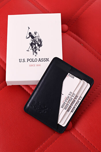 U.S. Polo Assn. US POLO ASSN 8434 З НАТУРАЛЬНОЇ ШКІРИ ТРИМАЧ ДЛЯ КАРТОК ТЕМНО-СИНІЙ
