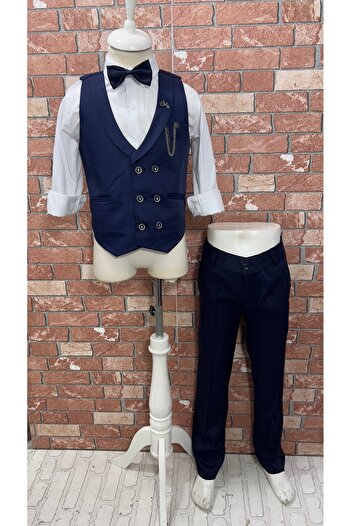 HAYTA Children's Vest Suit and Shirt Set 0-1years - 14years Silver Navy Blue