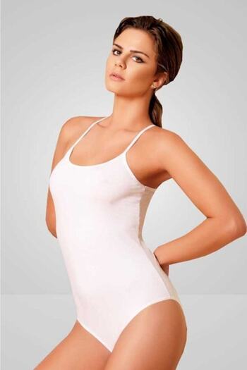 Berrak White Rope Strap Women's Bodysuit - 3-Piece Clear 2081