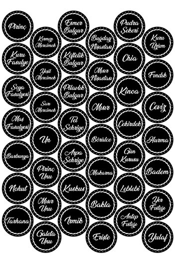 colortouch Black 107 Pieces Spices Pulses Nuts Jar Sticker Label