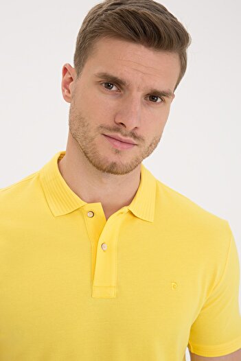 Pierre Cardin Κίτρινο μπλουζάκι με λαιμόκοψη Basic Polo Slim Fit