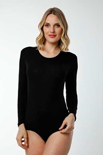 Hmd 3011 Women's Black Comfortable Texture Cotton Long Sleeve Snap Body