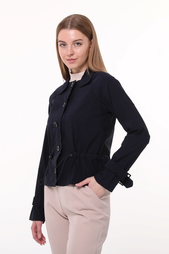 Primaro Lycra Gabardine Black Coat