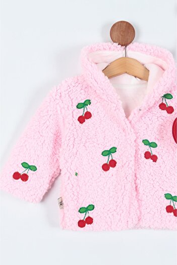 Butik Lena Cherry Embroidered Welsoft Baby Girl Coat