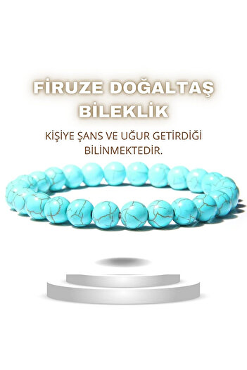 NBS Beautiful Naturel Stones Luck Turquoise Natural Stone Bracelet 8 mm