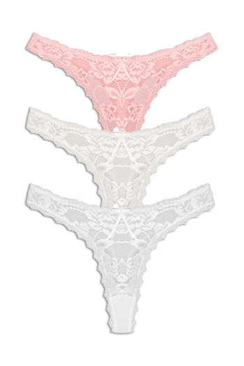 Zena Cotton Lace Thong Women's Panties Set of 3