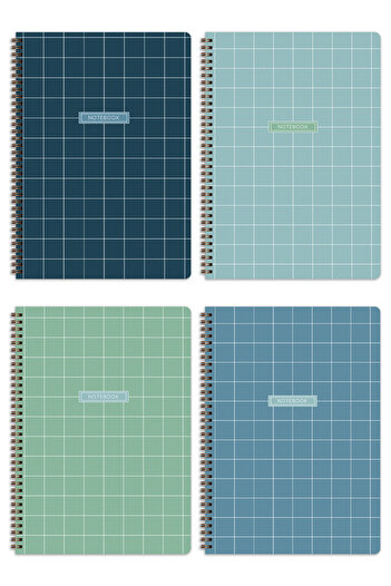 Matt Notebook A4 Spiralli Okul Defteri 80 yaprak 4'lü Set - Kareli