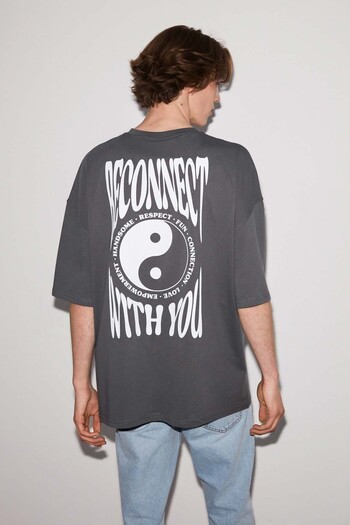 GRIMELANGE Reconnect Oversize Gray T-shirt