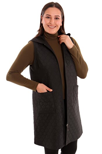 Metpoint Vestă matlasată cu fermoar Trend42plus, cu model de coajă de ceapă, neagră