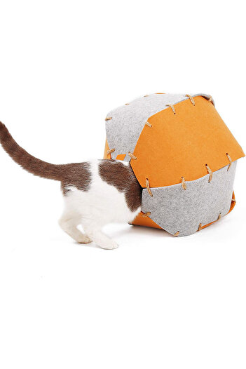 ByUtku Roll Cat Tunnel Functional Pet Cat Tunnel Bed Hideout
