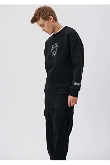 Mavi Erkek Giyim Baskılı Siyah SweatShirt SİYAH