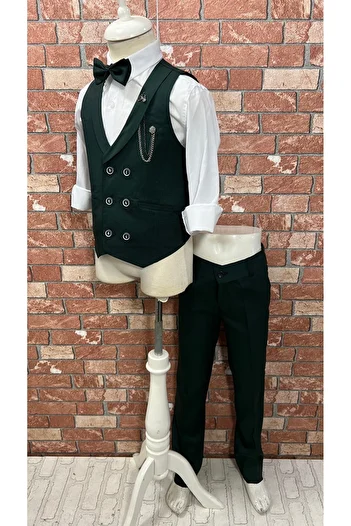 HAYTA Children's Vest Suit Shirt Set 0-1years - 14years Silver Green