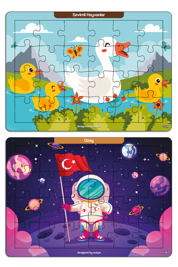 kutuTR Notpa Çocuklar I?çin 24 Parça Eğitici Ve Öğretici Ahşap Renkli Puzzle 4lü Set 8