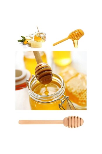 Askıcı Set of 2 Wooden Decorative Organic Honey Spoons 15cm