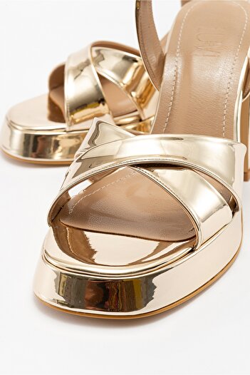 LuviShoes LELLO Altın Kadın Platform Topuklu Ayakkabı