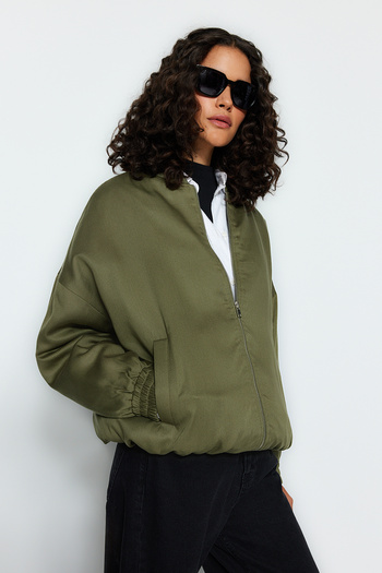 Trendyol Collection Khaki Oversize Bomber Tencel Coat TWOAW24MO00351