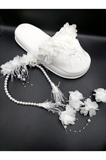 ALAZ TASARIM HOBİ Maternity Slippers and Crown Baby Bandana and Booties Set