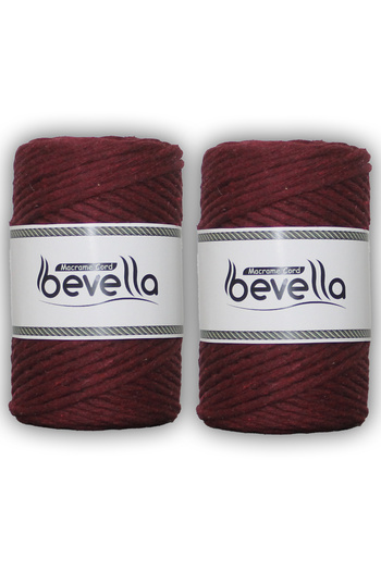 Bevella Macrame Cord Scannable Macrame Thread Single Twist 3 mm Scanned Macrame Polyester Cotton Thread 2 x 250 gr