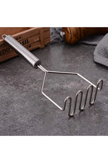 MorPort Practical 24 Cm Luxury Stainless Metal Potato Masher | Potato Masher Puree Maker ZigZac