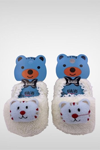 Akface plush indoor newborn baby booties with rattle toy