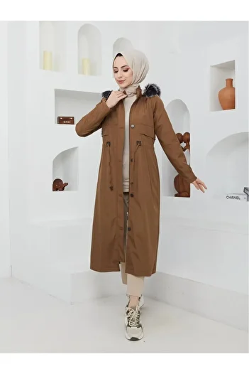 KMKkombin OZ WOMEN BONDITE FABRIC OVERSIZED WATER AND WINDPROOF FUR LINING COAT