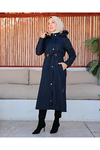 KMKkombin OZ WOMEN BONDITE FABRIC OVERSIZED WATER AND WINDPROOF FUR LINING COAT