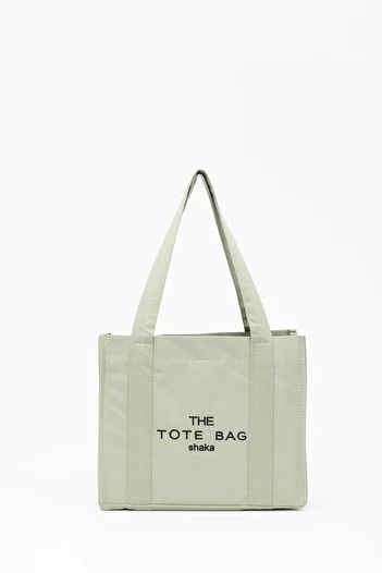 SHAKA Green U45 Snap Closure The Tote Bag Embroidered Canvas Fabric Daily Women's Shoulder Bag 25x3