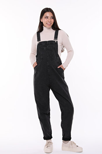 LYN MAMA Johana Maternity Jeans Salopet - Μαύρο