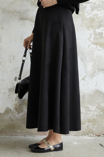 InStyle Elisha Suede Φούστα - Μαύρη