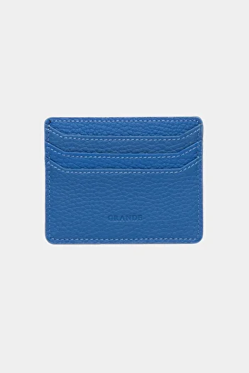 Grande 3633 Genuine Leather Super Thin Women's Men's Card Holder Blue