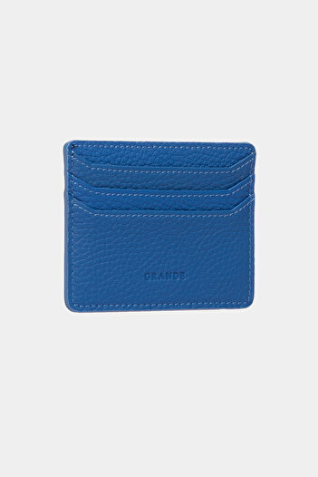 Grande 3633 Genuine Leather Super Thin Women's Men's Card Holder Blue