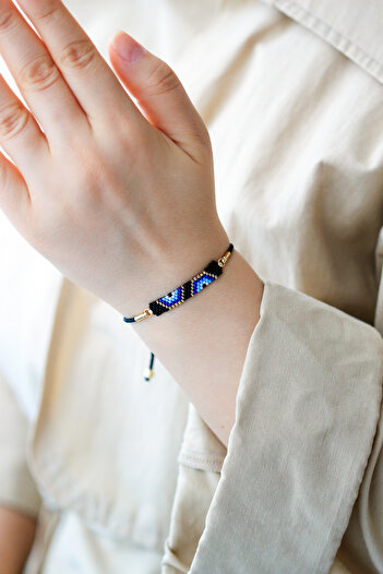 Kübüşün Atölyesi Ka-006 Miyuki Half Evil Eye Beaded Bracelet - Handmade